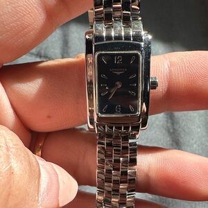 Longines Black Dial Silver Bracelet Watch